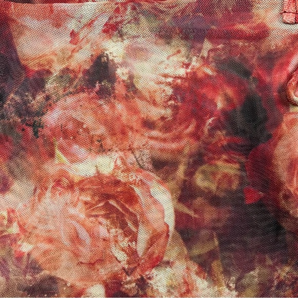 Mesh Tie Front Rose Print Tank Top by Rebellious Dreamer - Size L - Picture 5 of 5